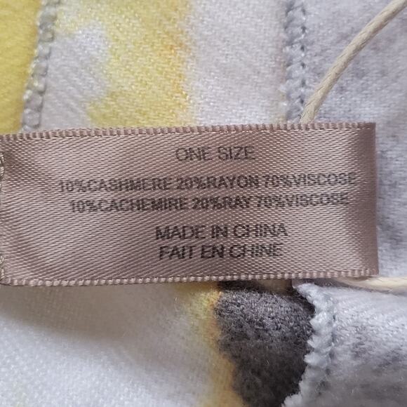 LOOK Cashmere Blend Yellow & Gray Floral Pashmina Wrap Scarf 29x72 - Picture 7 of 11